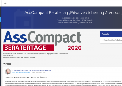 Veranstaltungsübersicht im AssCompact-Kundenportal