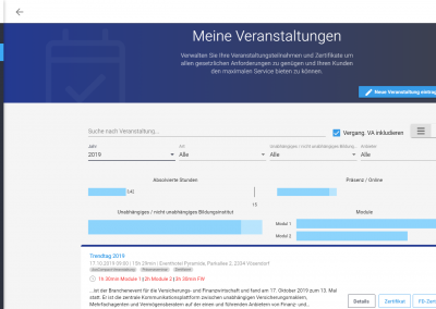 Veranstaltungszertifizierung im AssCompact-Kundenportal