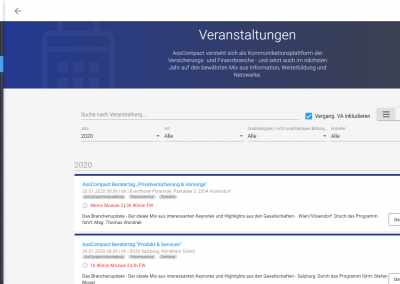 Veranstaltungsdetail im AssCompact-Kundenportal